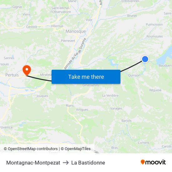 Montagnac-Montpezat to La Bastidonne map