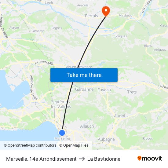 Marseille, 14e Arrondissement to La Bastidonne map