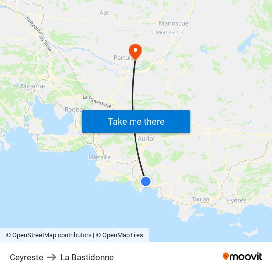 Ceyreste to La Bastidonne map