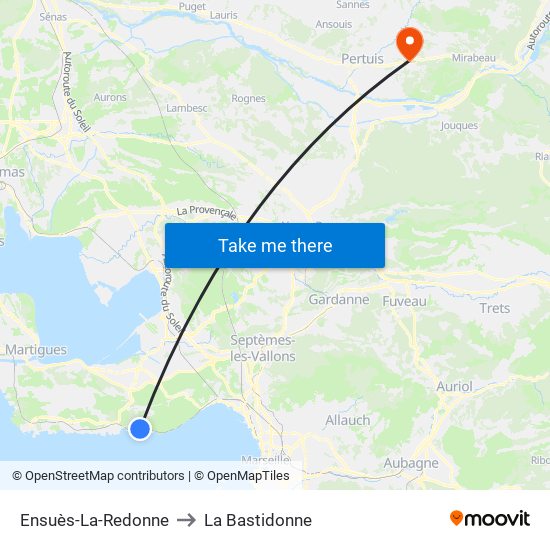 Ensuès-La-Redonne to La Bastidonne map