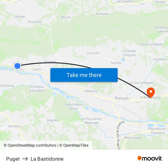 Puget to La Bastidonne map