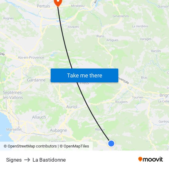 Signes to La Bastidonne map
