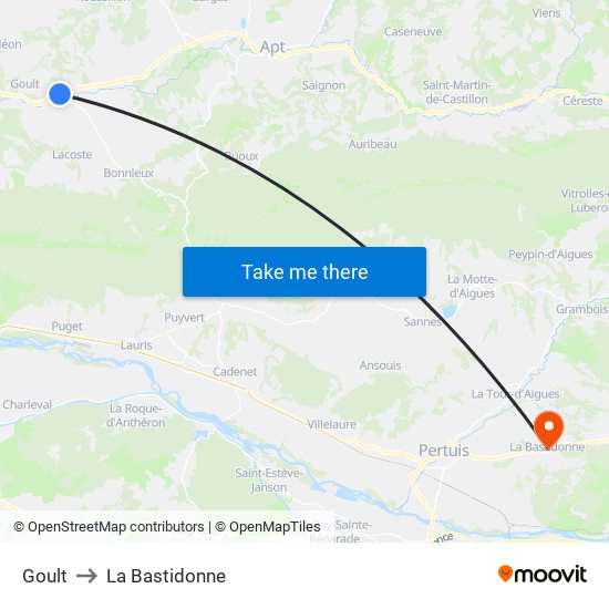 Goult to La Bastidonne map