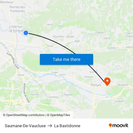 Saumane-De-Vaucluse to La Bastidonne map