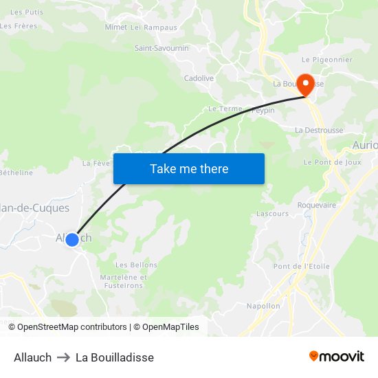 Allauch to La Bouilladisse map
