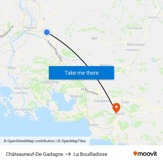 Châteauneuf-De-Gadagne to La Bouilladisse map