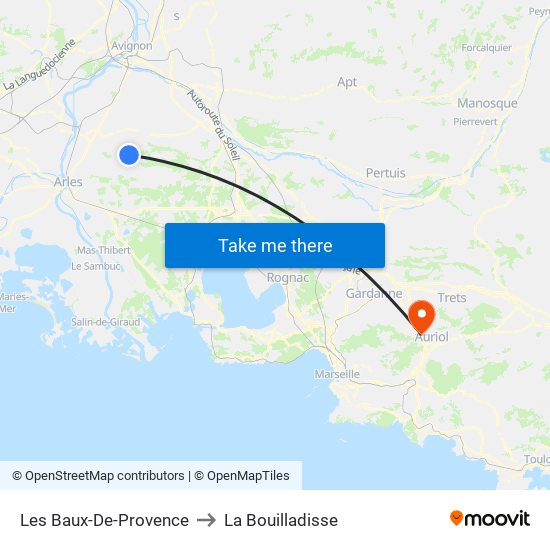 Les Baux-De-Provence to La Bouilladisse map