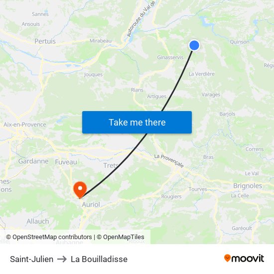 Saint-Julien to La Bouilladisse map