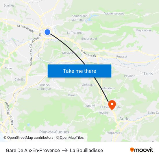 Gare De Aix-En-Provence to La Bouilladisse map