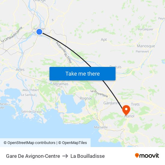 Gare De Avignon-Centre to La Bouilladisse map