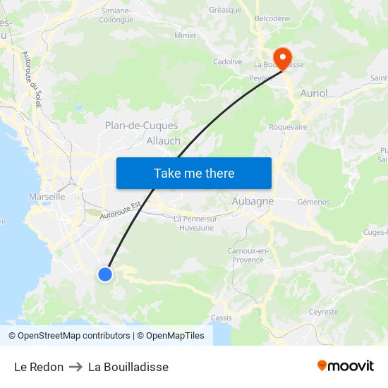 Le Redon to La Bouilladisse map