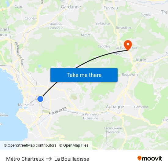Métro Chartreux to La Bouilladisse map