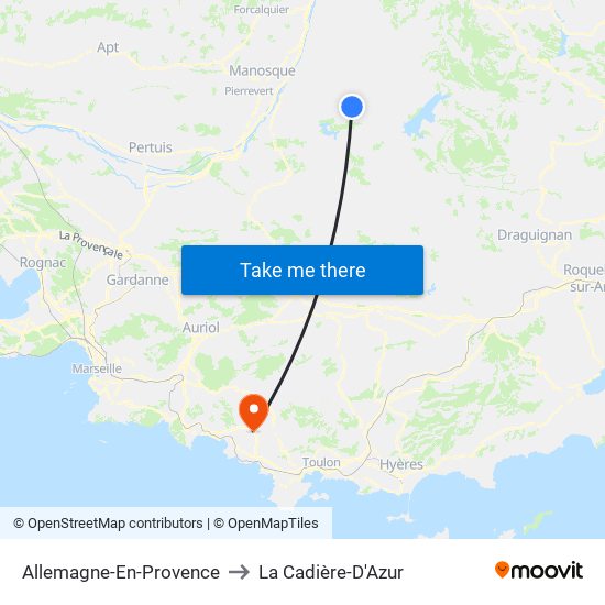Allemagne-En-Provence to La Cadière-D'Azur map