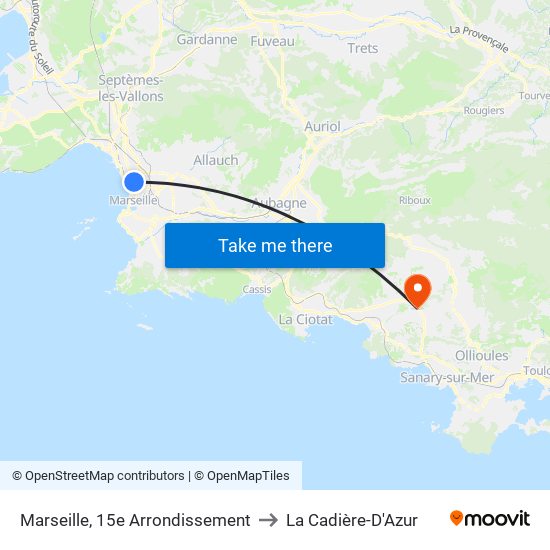 Marseille, 15e Arrondissement to La Cadière-D'Azur map