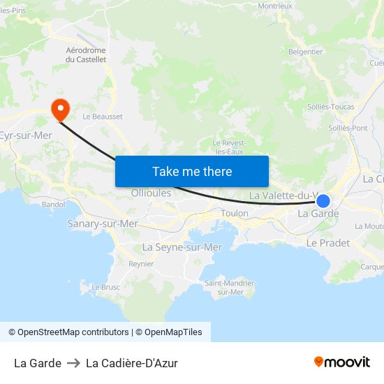 La Garde to La Cadière-D'Azur map