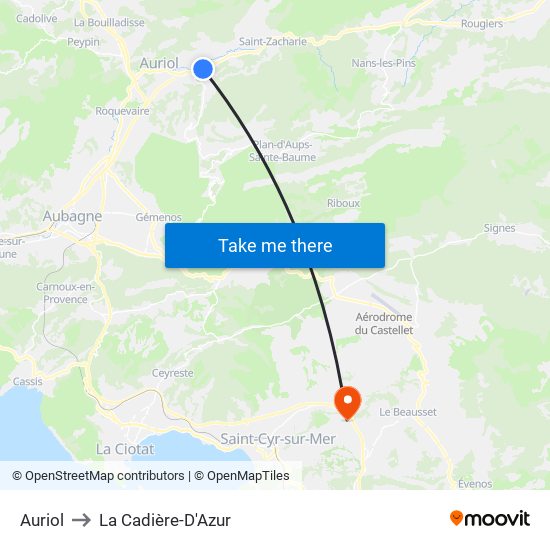 Auriol to La Cadière-D'Azur map