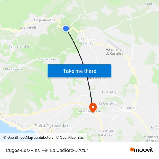 Cuges-Les-Pins to La Cadière-D'Azur map