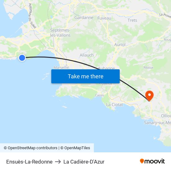 Ensuès-La-Redonne to La Cadière-D'Azur map