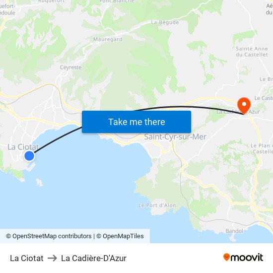 La Ciotat to La Cadière-D'Azur map