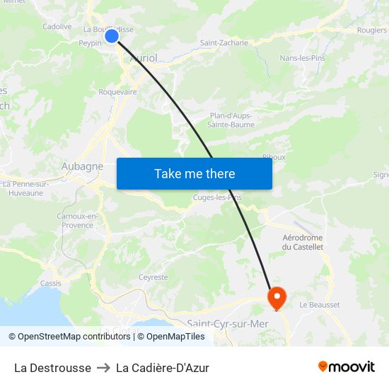 La Destrousse to La Cadière-D'Azur map