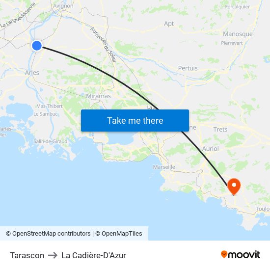 Tarascon to La Cadière-D'Azur map