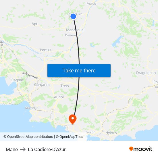 Mane to La Cadière-D'Azur map