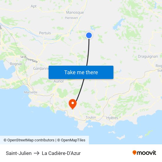 Saint-Julien to La Cadière-D'Azur map