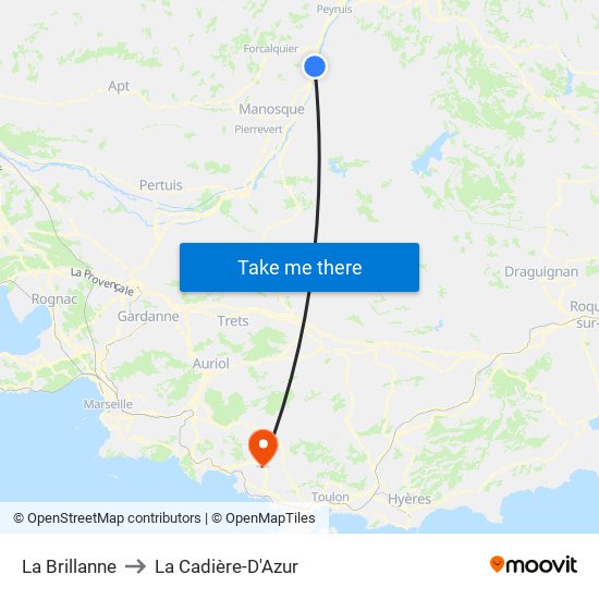 La Brillanne to La Cadière-D'Azur map