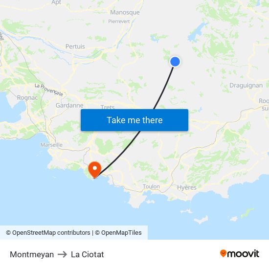 Montmeyan to La Ciotat map