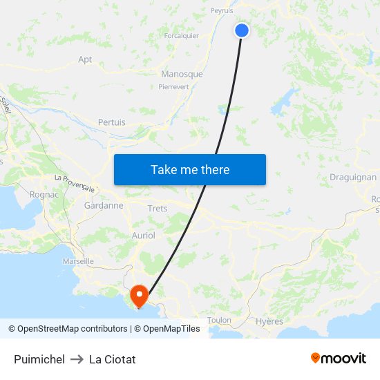 Puimichel to La Ciotat map