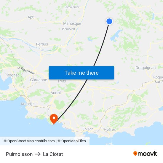 Puimoisson to La Ciotat map