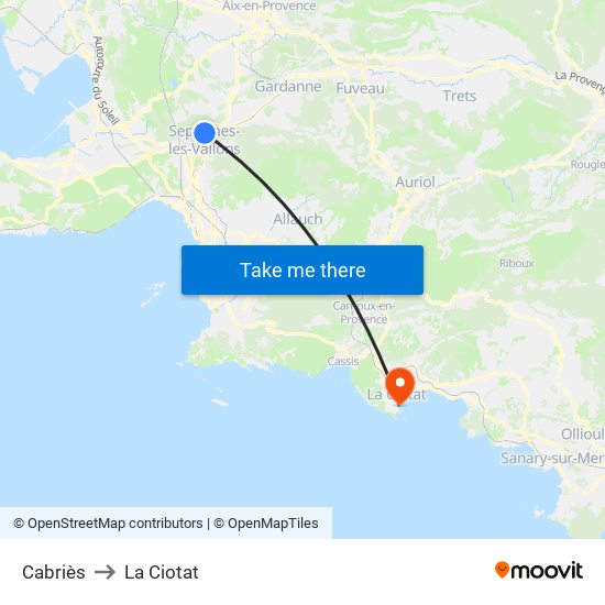 Cabriès to La Ciotat map