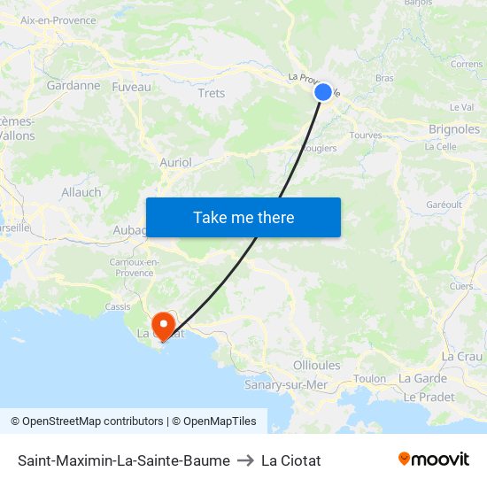 Saint-Maximin-La-Sainte-Baume to La Ciotat map