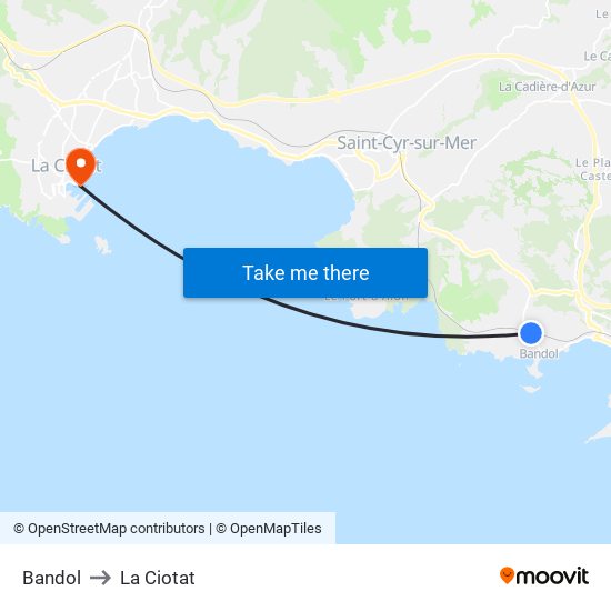 Bandol to La Ciotat map