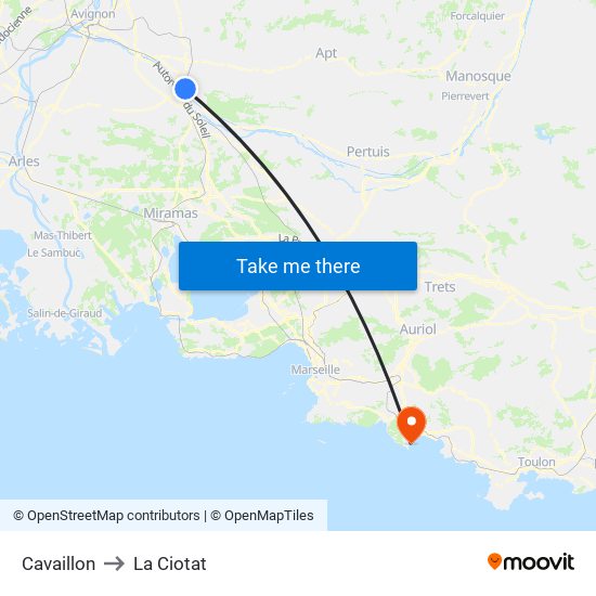 Cavaillon to La Ciotat map