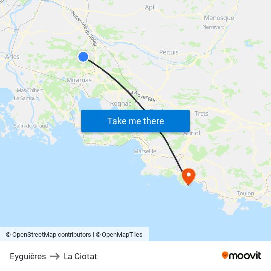 Eyguières to La Ciotat map