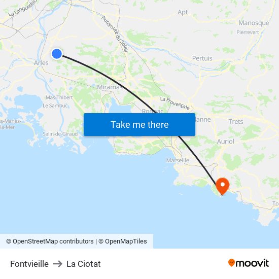 Fontvieille to La Ciotat map