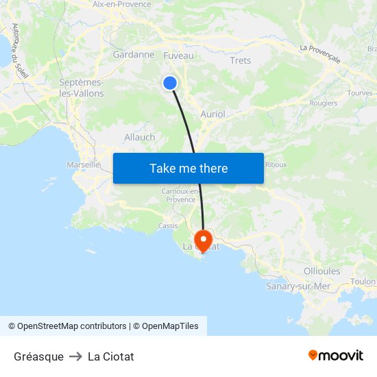 Gréasque to La Ciotat map
