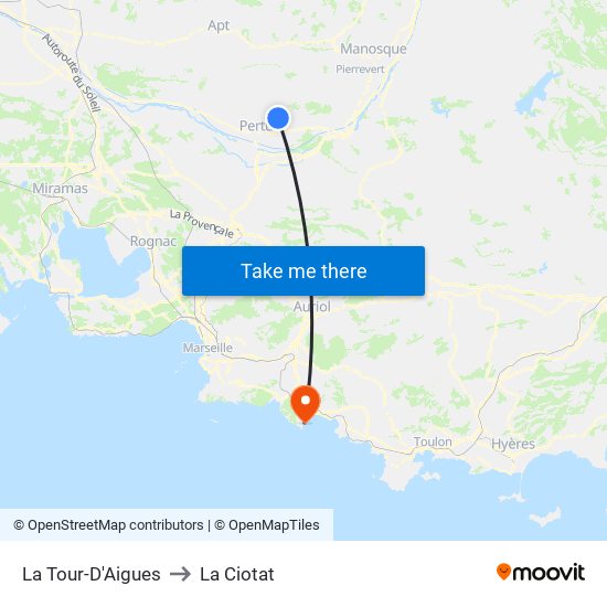 La Tour-D'Aigues to La Ciotat map