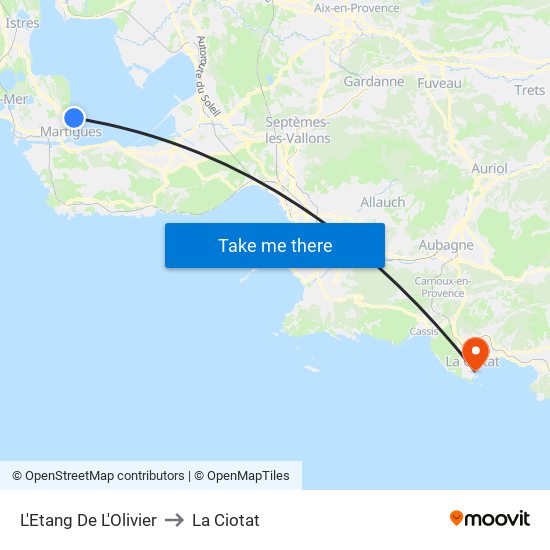 L'Etang De L'Olivier to La Ciotat map