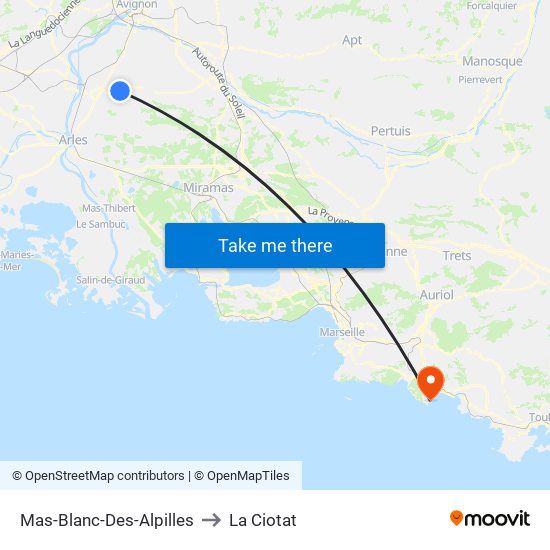 Mas-Blanc-Des-Alpilles to La Ciotat map