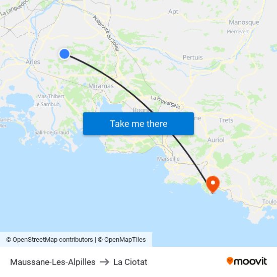 Maussane-Les-Alpilles to La Ciotat map