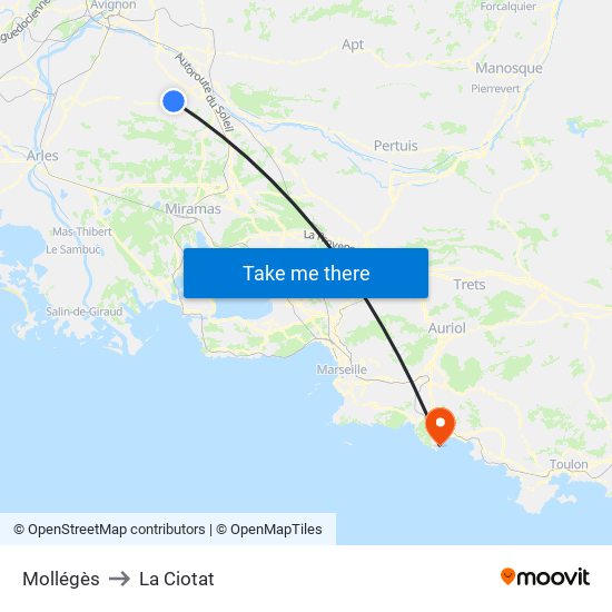 Mollégès to La Ciotat map