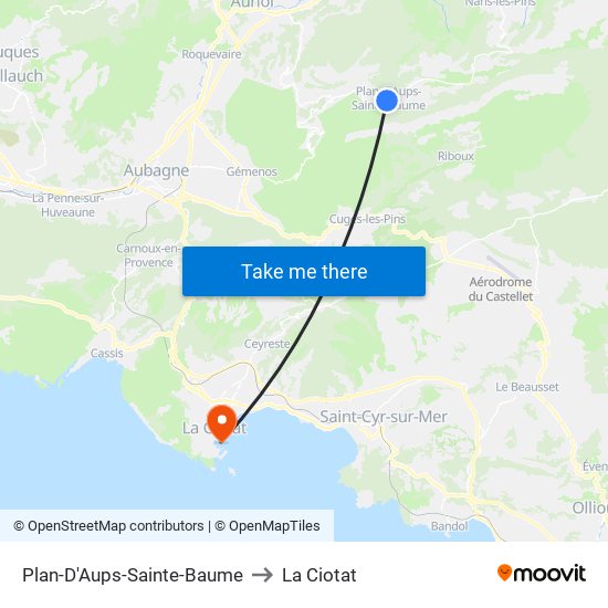 Plan-D'Aups-Sainte-Baume to La Ciotat map