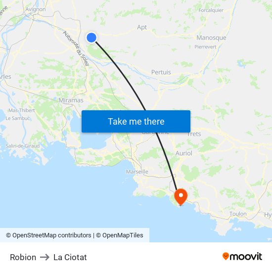 Robion to La Ciotat map