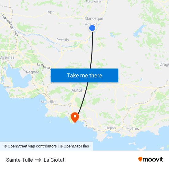 Sainte-Tulle to La Ciotat map