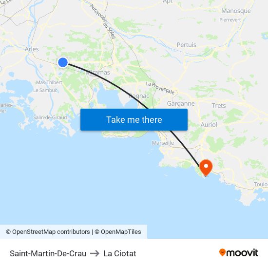 Saint-Martin-De-Crau to La Ciotat map