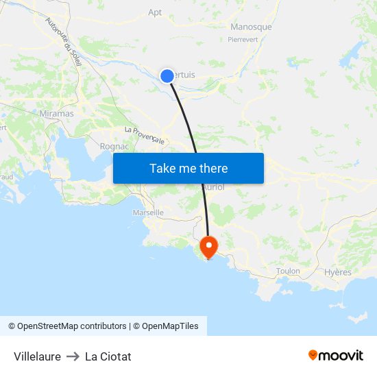 Villelaure to La Ciotat map
