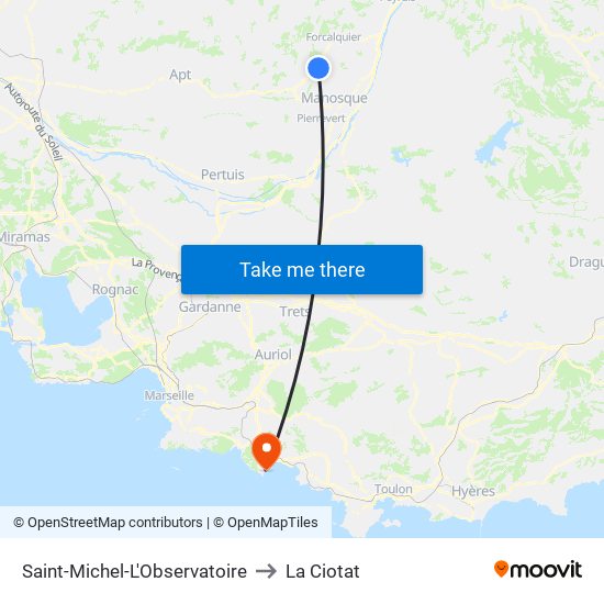Saint-Michel-L'Observatoire to La Ciotat map