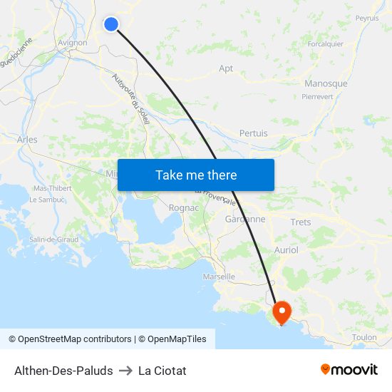 Althen-Des-Paluds to La Ciotat map